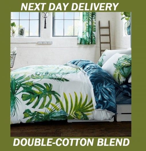 Palm Leaves Tree Tropics Botanical Double Doona Quilt Duvet Cover Set