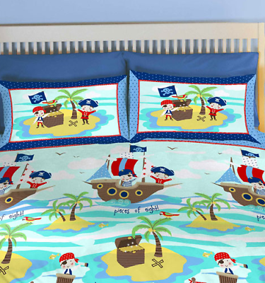 Pirate Boat Treasure Double Doona Quilt Duvet Cover Pillowcase