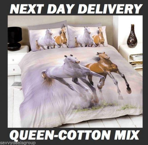 Galloping Horses Queen Kids Licensed Quilt Duvet Bedding Cover Sets