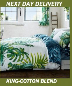 Palm Leaves Tree Tropics King Doona Cover Set Duvet Quilt